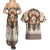 Native American Couples Matching Summer Maxi Dress and Hawaiian Shirt Buffalo Skull - Wonder Print Shop