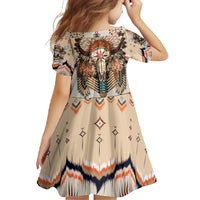 Native American Family Matching Long Sleeve Bodycon Dress and Hawaiian Shirt Buffalo Skull - Wonder Print Shop