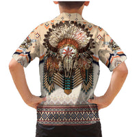 Native American Family Matching Mermaid Dress and Hawaiian Shirt Buffalo Skull - Wonder Print Shop