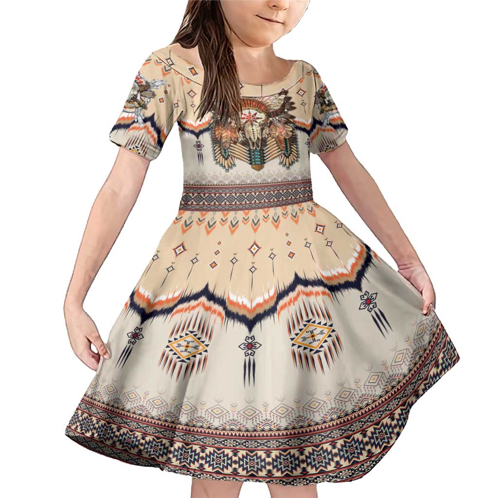 Native American Family Matching Mermaid Dress and Hawaiian Shirt Buffalo Skull - Wonder Print Shop