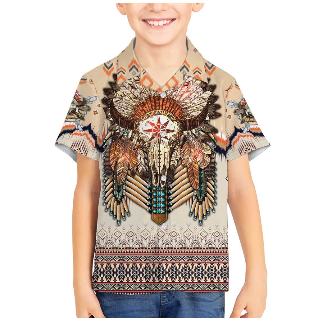 Native American Family Matching Mermaid Dress and Hawaiian Shirt Buffalo Skull - Wonder Print Shop