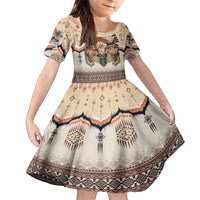 Native American Family Matching Off The Shoulder Long Sleeve Dress and Hawaiian Shirt Buffalo Skull - Wonder Print Shop