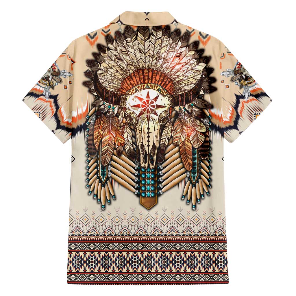 Native American Family Matching Off Shoulder Maxi Dress and Hawaiian Shirt Buffalo Skull - Wonder Print Shop