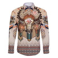 Native American Family Matching Short Sleeve Bodycon Dress and Hawaiian Shirt Buffalo Skull - Wonder Print Shop