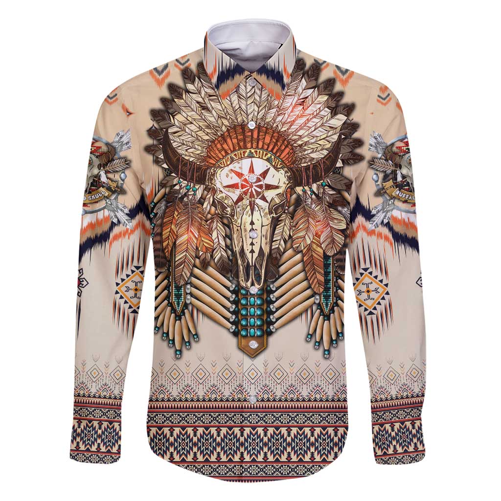 Native American Family Matching Summer Maxi Dress and Hawaiian Shirt Buffalo Skull - Wonder Print Shop