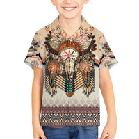 Native American Family Matching Tank Maxi Dress and Hawaiian Shirt Buffalo Skull - Wonder Print Shop