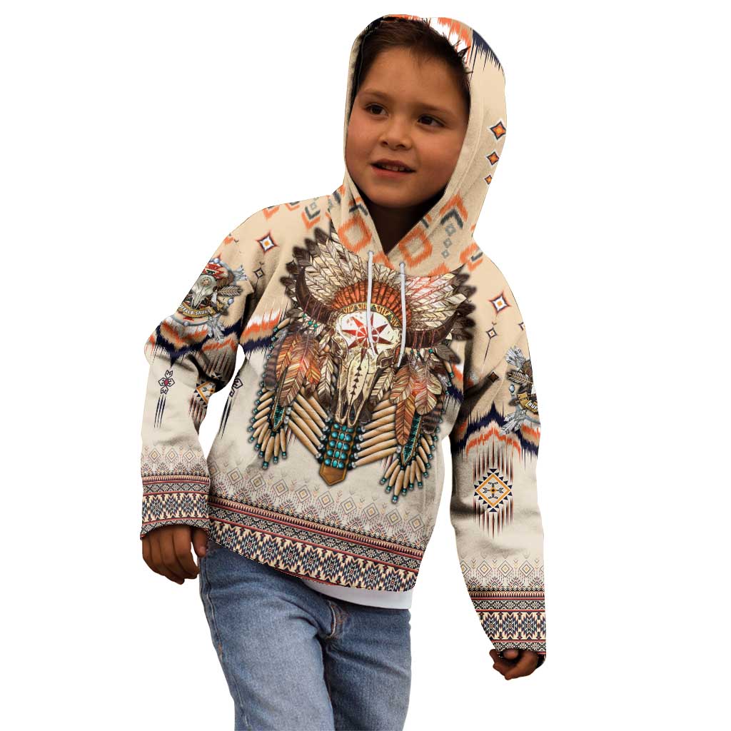 Native American Kid Hoodie Buffalo Skull - Wonder Print Shop
