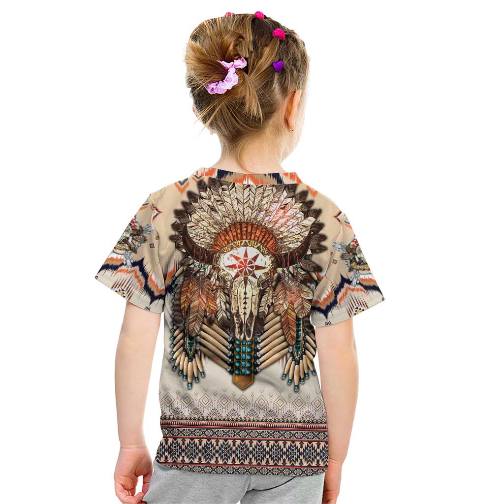 Native American Kid T Shirt Buffalo Skull - Wonder Print Shop