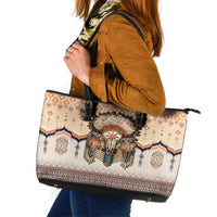 Native American Leather Tote Bag Buffalo Skull - Wonder Print Shop