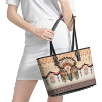 Native American Leather Tote Bag Buffalo Skull - Wonder Print Shop