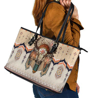 Native American Leather Tote Bag Buffalo Skull - Wonder Print Shop