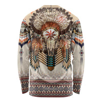 Native American Long Sleeve Shirt Buffalo Skull - Wonder Print Shop