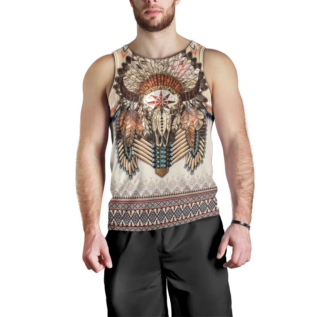 Native American Men Tank Top Buffalo Skull - Wonder Print Shop