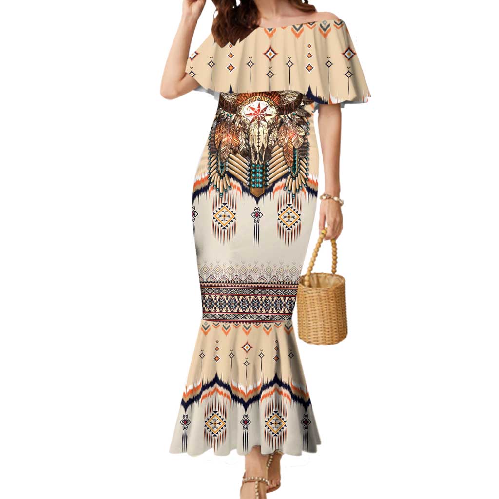 Native American Mermaid Dress Buffalo Skull - Wonder Print Shop