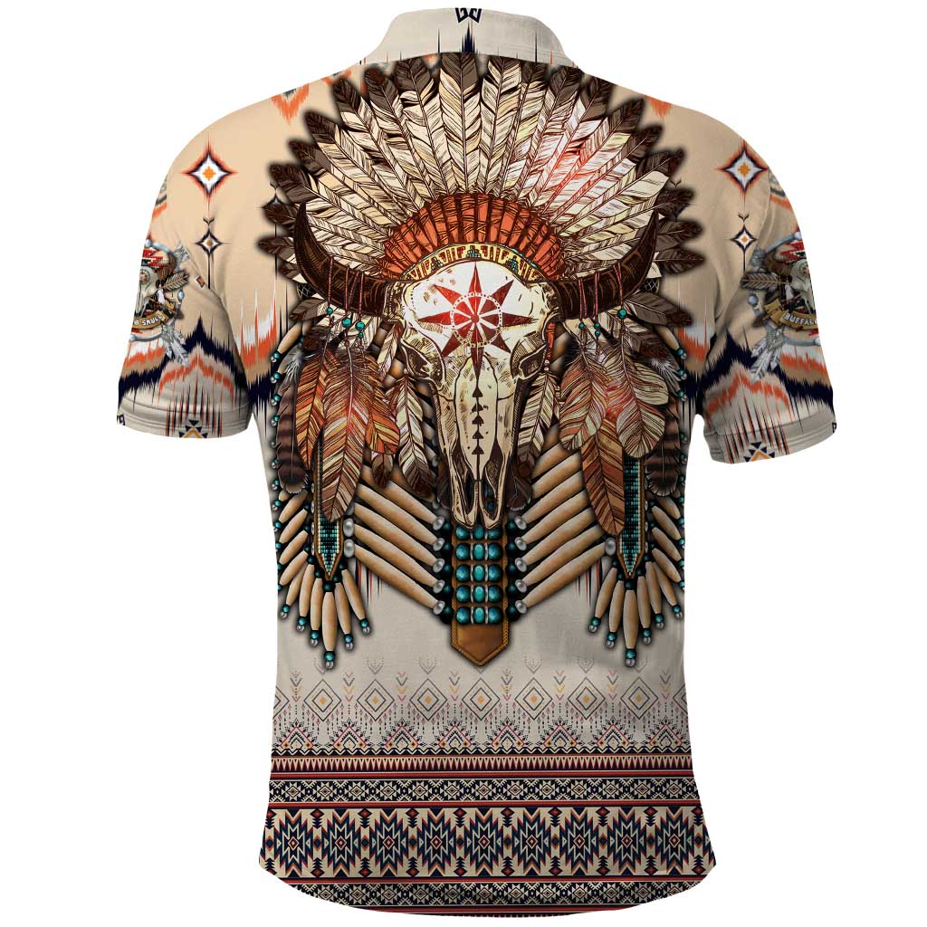 Native American Polo Shirt Buffalo Skull - Wonder Print Shop
