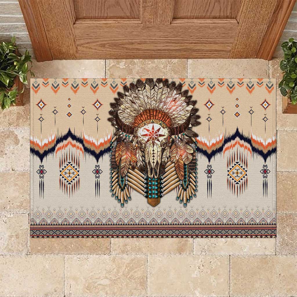 Native American Rubber Doormat Buffalo Skull - Wonder Print Shop