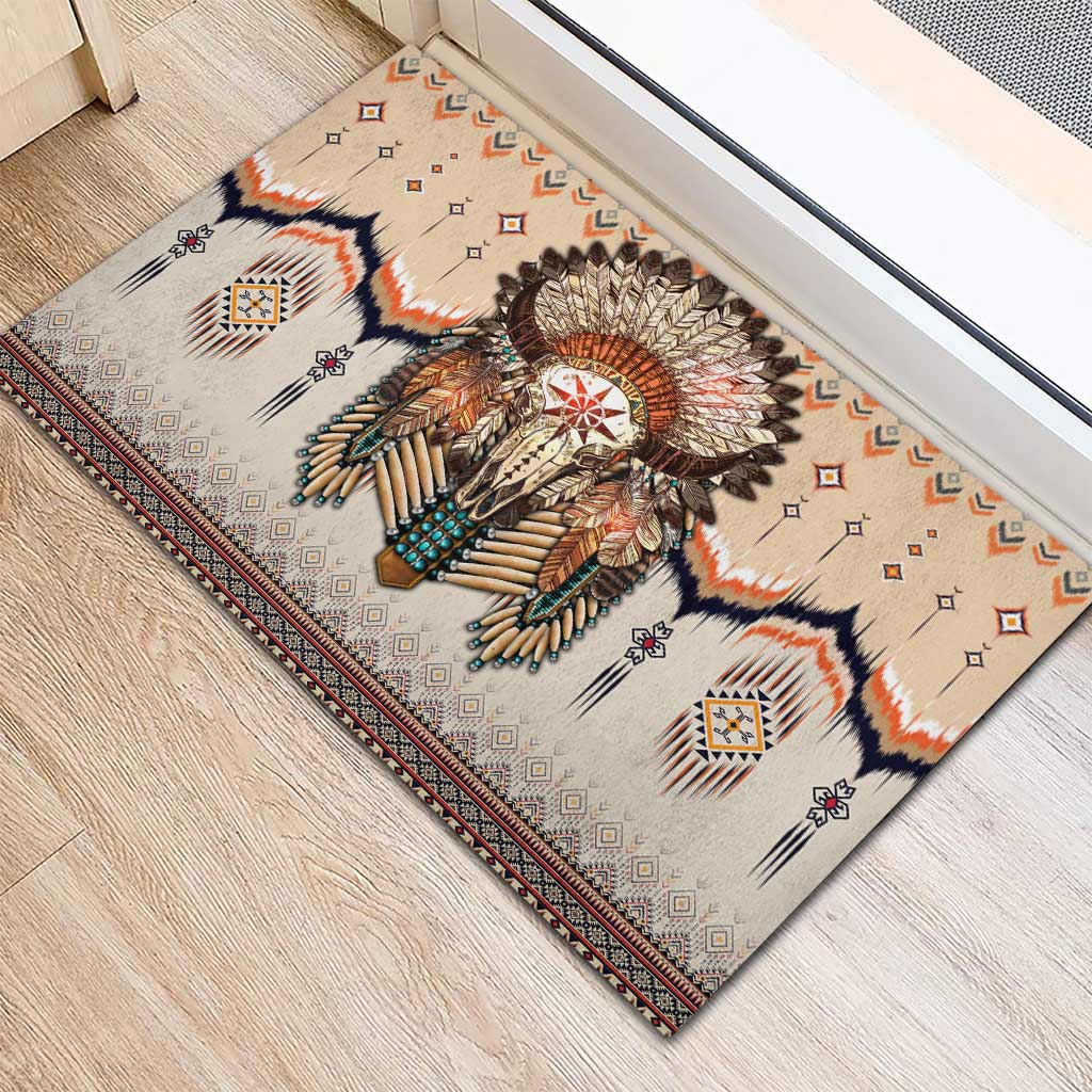 Native American Rubber Doormat Buffalo Skull - Wonder Print Shop