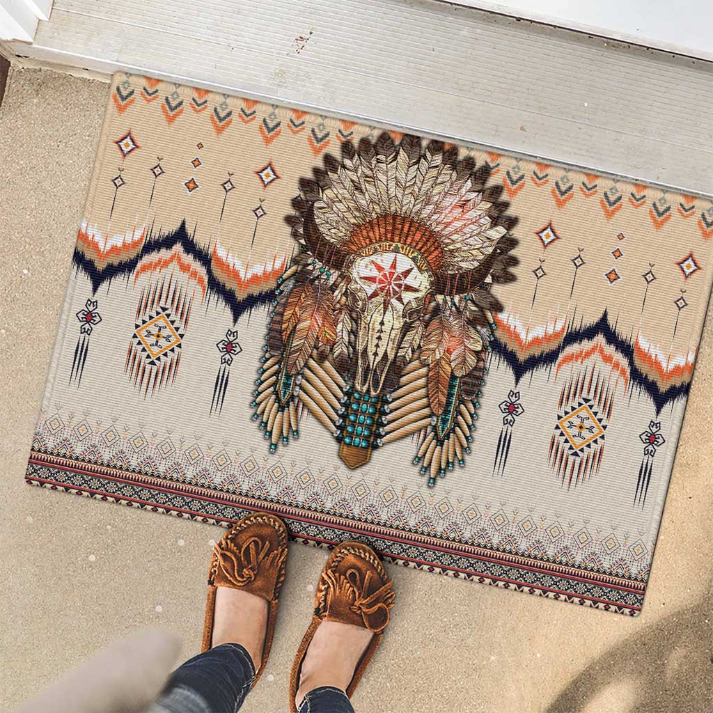 Native American Rubber Doormat Buffalo Skull - Wonder Print Shop