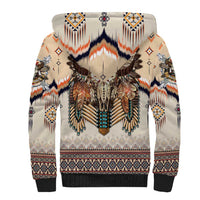Native American Sherpa Hoodie Buffalo Skull - Wonder Print Shop