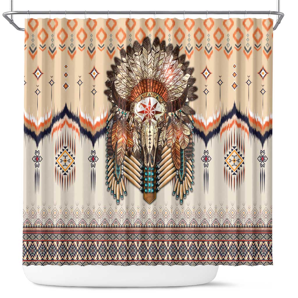Native American Shower Curtain Buffalo Skull