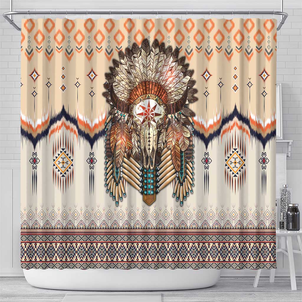 Native American Shower Curtain Buffalo Skull