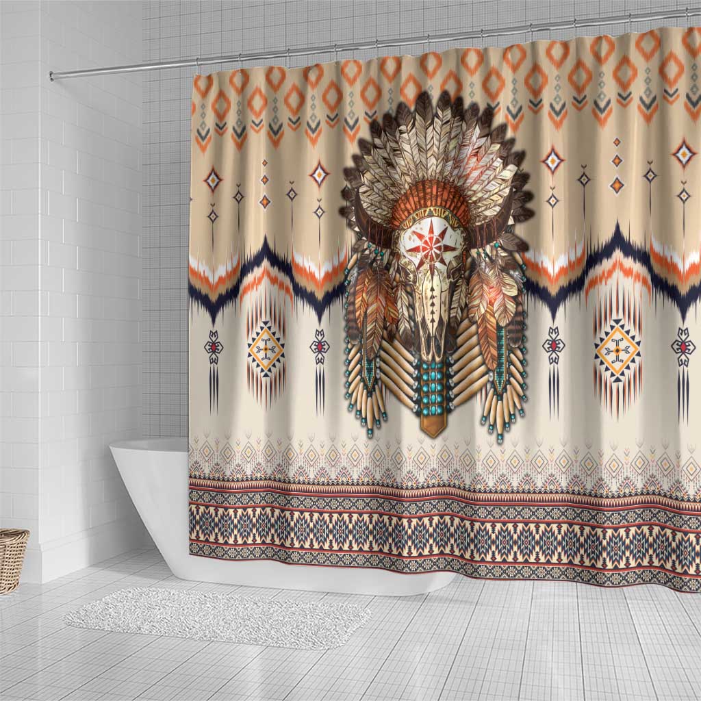 Native American Shower Curtain Buffalo Skull