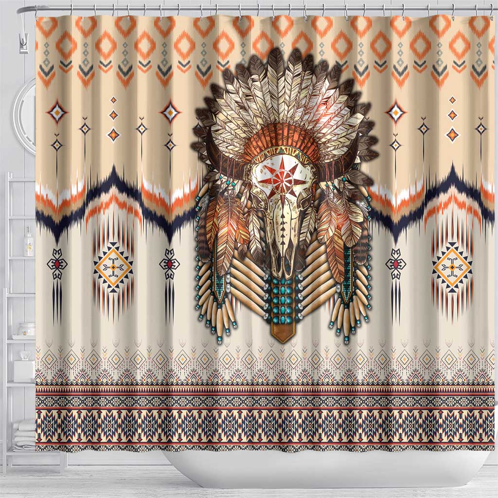 Native American Shower Curtain Buffalo Skull