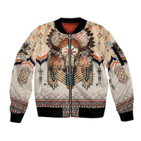 Native American Sleeve Zip Bomber Jacket Buffalo Skull - Wonder Print Shop