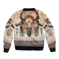 Native American Sleeve Zip Bomber Jacket Buffalo Skull - Wonder Print Shop