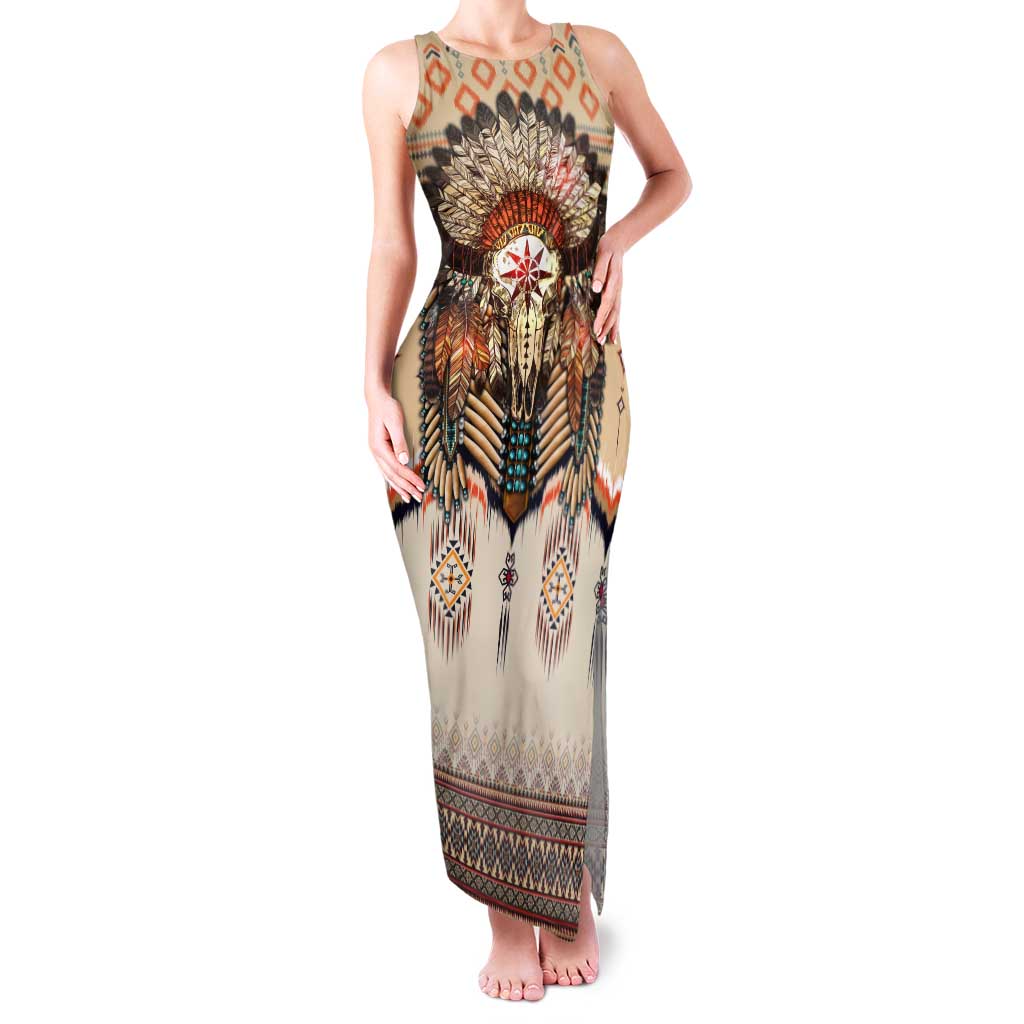 Native American Tank Maxi Dress Buffalo Skull - Wonder Print Shop