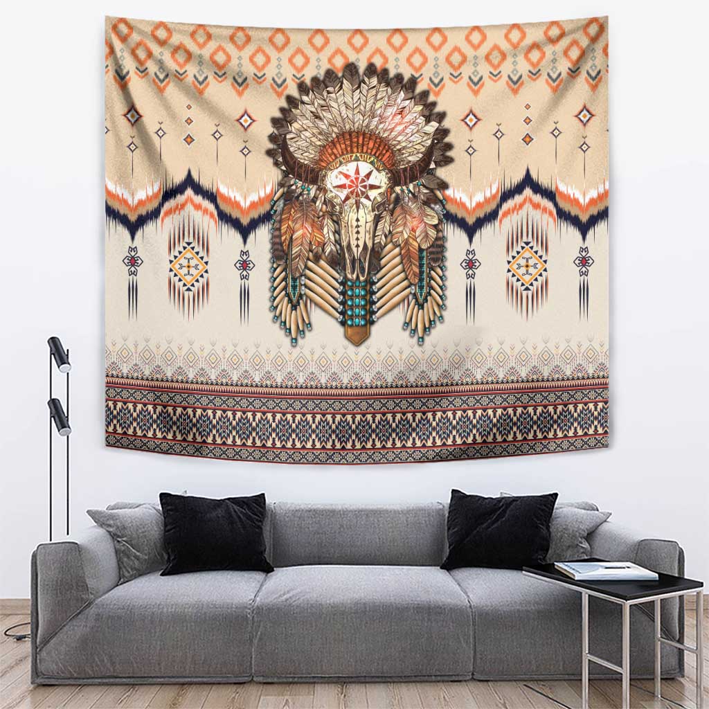 Native American Tapestry Buffalo Skull - Wonder Print Shop