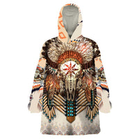 Native American Wearable Blanket Hoodie Buffalo Skull - Wonder Print Shop