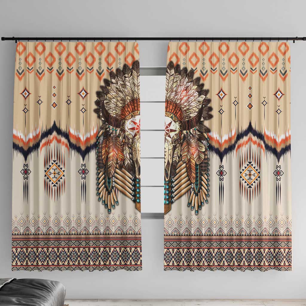 Native American Window Curtain Buffalo Skull - Wonder Print Shop