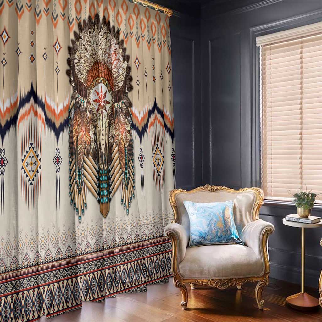 Native American Window Curtain Buffalo Skull - Wonder Print Shop