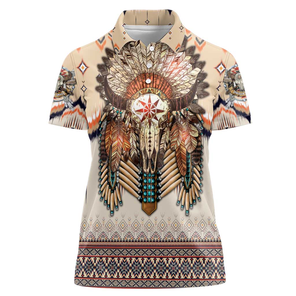 Native American Women Polo Shirt Buffalo Skull - Wonder Print Shop