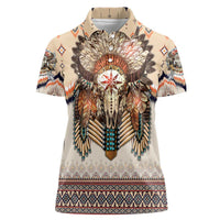 Native American Women Polo Shirt Buffalo Skull - Wonder Print Shop