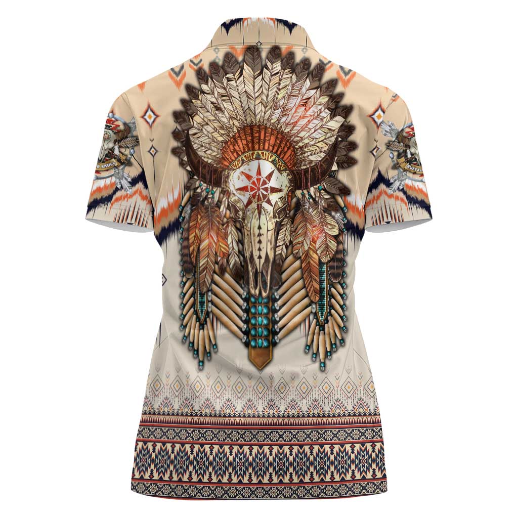 Native American Women Polo Shirt Buffalo Skull - Wonder Print Shop