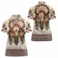 Native American Women Polo Shirt Buffalo Skull - Wonder Print Shop