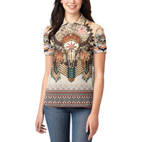 Native American Women Polo Shirt Buffalo Skull - Wonder Print Shop