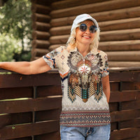 Native American Women Polo Shirt Buffalo Skull - Wonder Print Shop