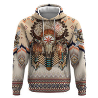 Native American Zip Hoodie Buffalo Skull - Wonder Print Shop
