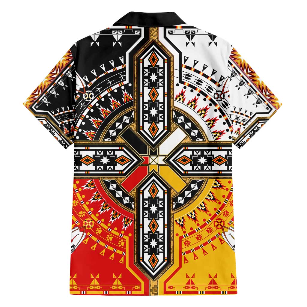 Four Directions Native American Family Matching Long Sleeve Bodycon Dress and Hawaiian Shirt - Wonder Print Shop