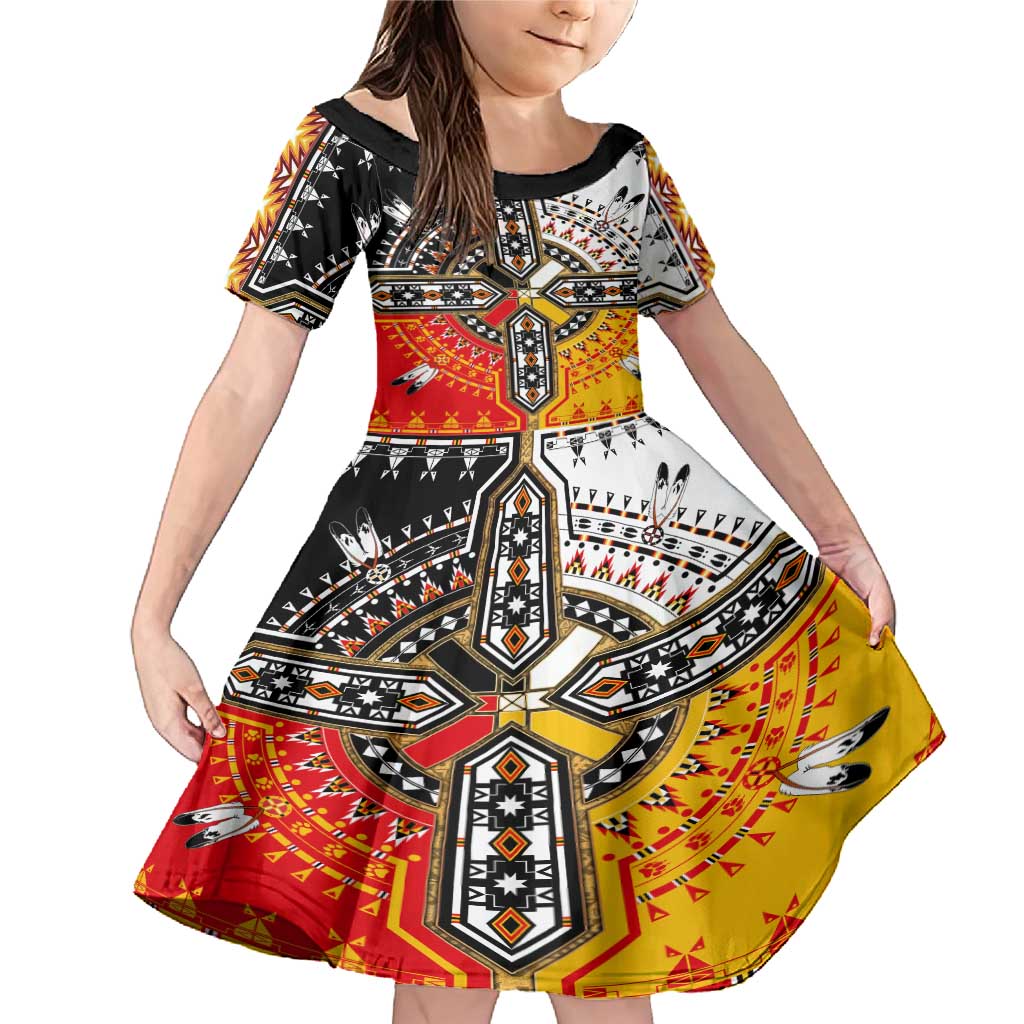 Four Directions Native American Family Matching Mermaid Dress and Hawaiian Shirt - Wonder Print Shop