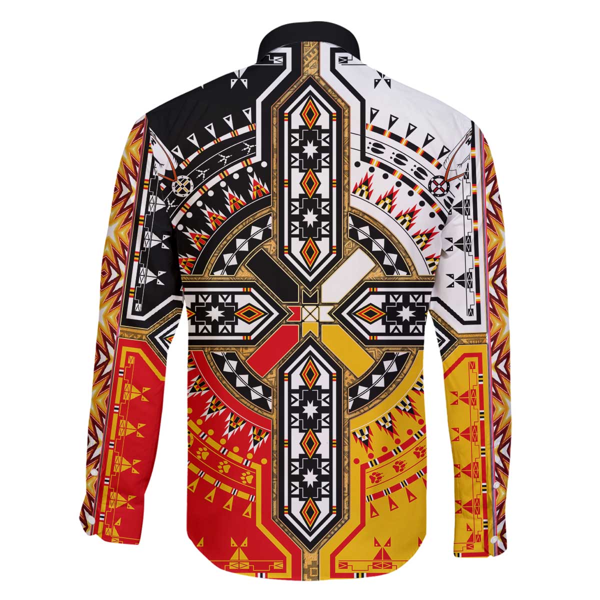 Four Directions Native American Family Matching Off The Shoulder Long Sleeve Dress and Hawaiian Shirt - Wonder Print Shop