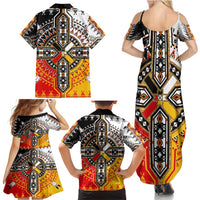Four Directions Native American Family Matching Summer Maxi Dress and Hawaiian Shirt - Wonder Print Shop