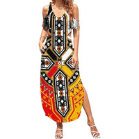 Four Directions Native American Family Matching Summer Maxi Dress and Hawaiian Shirt - Wonder Print Shop
