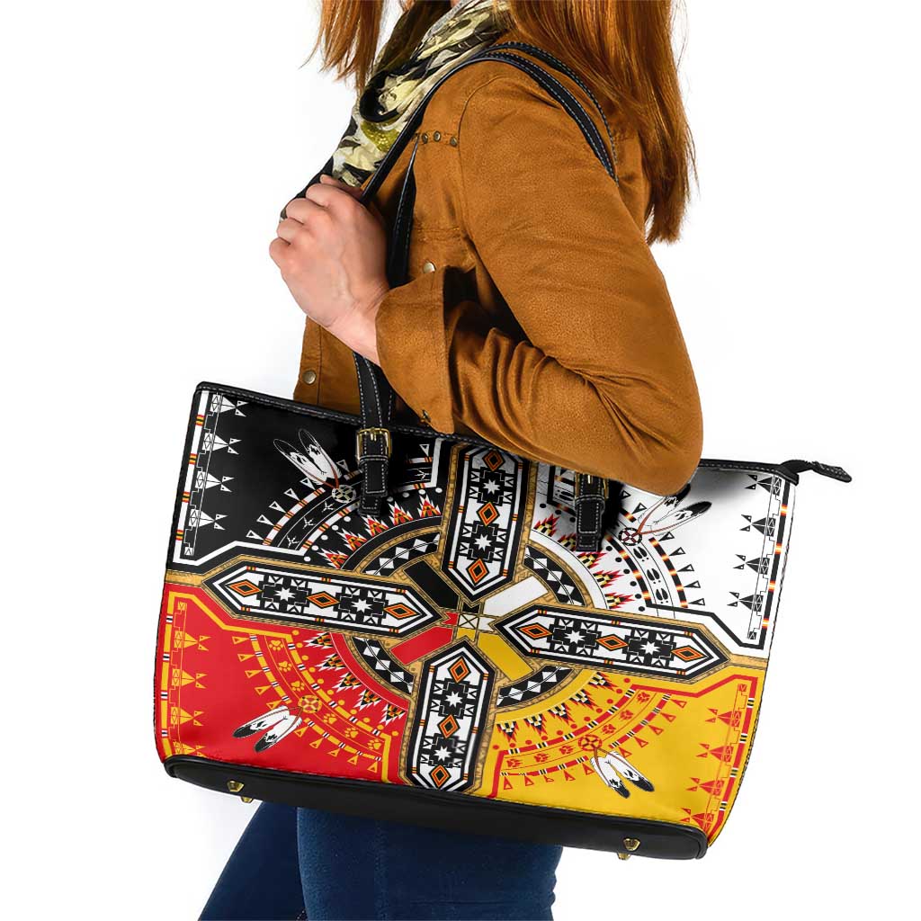 Four Directions Native American Leather Tote Bag - Wonder Print Shop