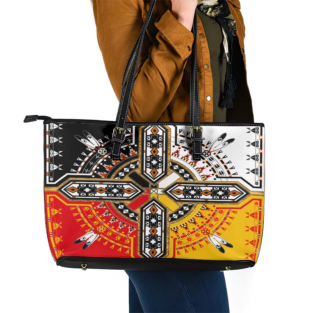 Four Directions Native American Leather Tote Bag - Wonder Print Shop