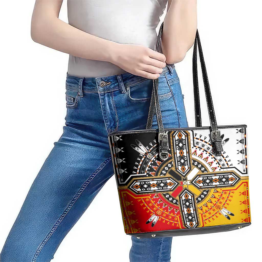Four Directions Native American Leather Tote Bag - Wonder Print Shop