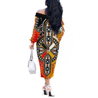 Four Directions Native American Off The Shoulder Long Sleeve Dress - Wonder Print Shop